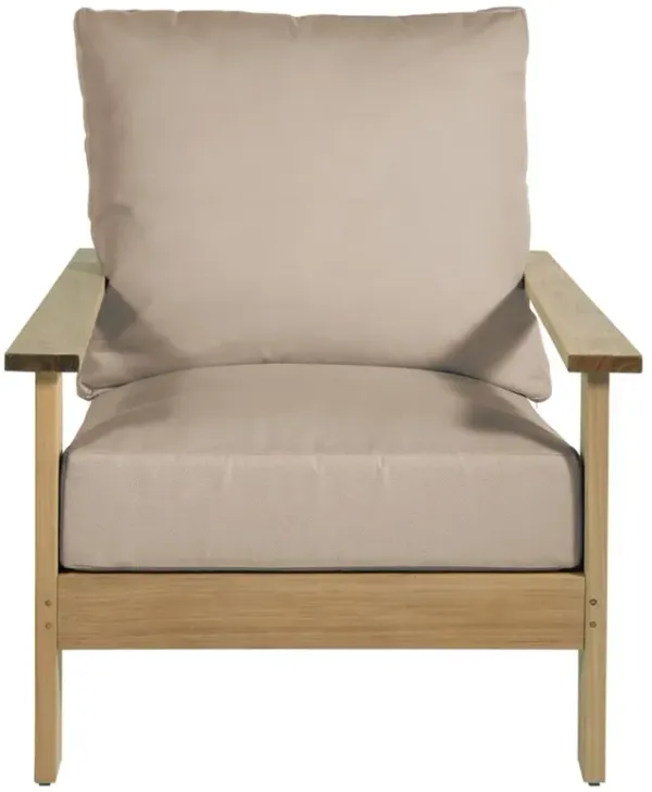 Ashland Modern Beige Sunbrella Natural Teak Outdoor Lounge Chair