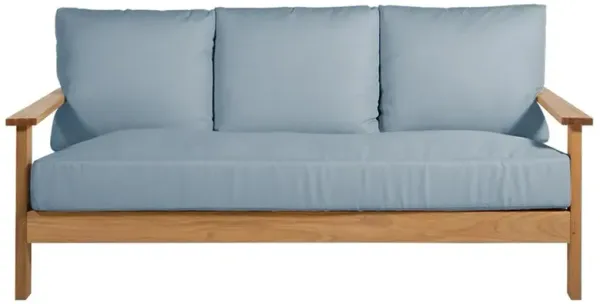 Ashland Blue Sunbrella Natural Teak Outdoor Sofa - 74"