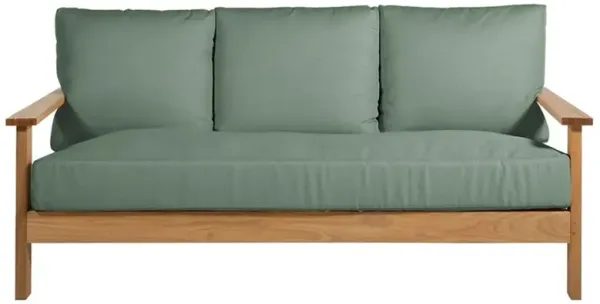 Ashland Green Sunbrella Natural Teak Outdoor Sofa - 74"