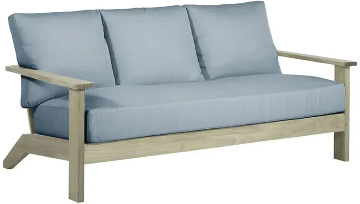 Ashland Blue Sunbrella Oyster Grey Teak Outdoor Sofa - 74"