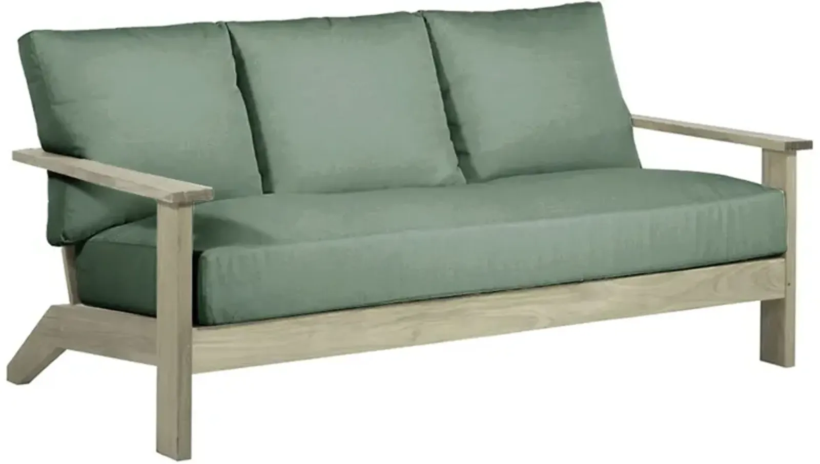 Ashland Green Sunbrella Oyster Grey Teak Outdoor Sofa - 74"