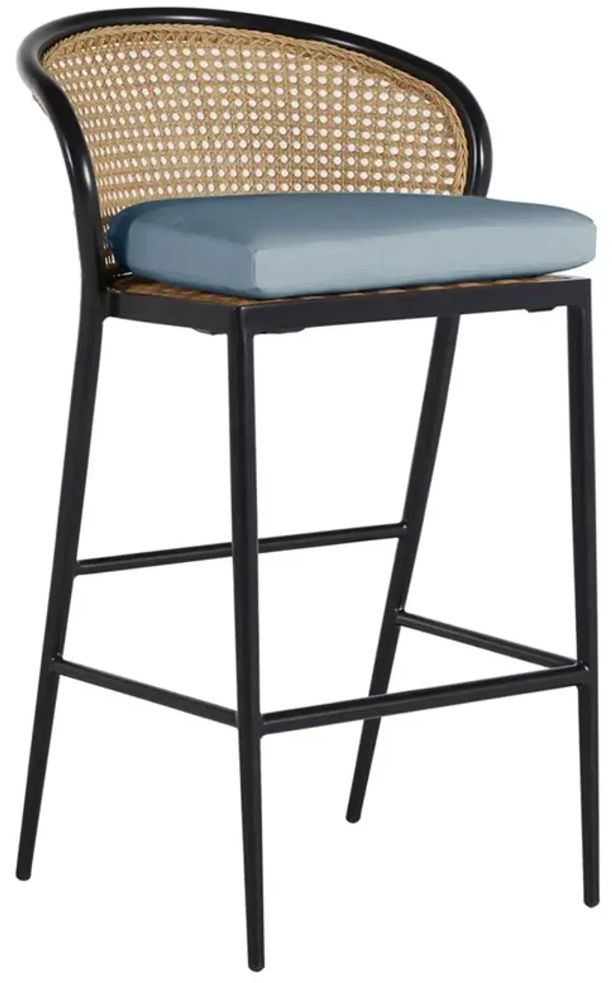Havana Blue Sunbrella Black Aluminum Outdoor Counter Stool