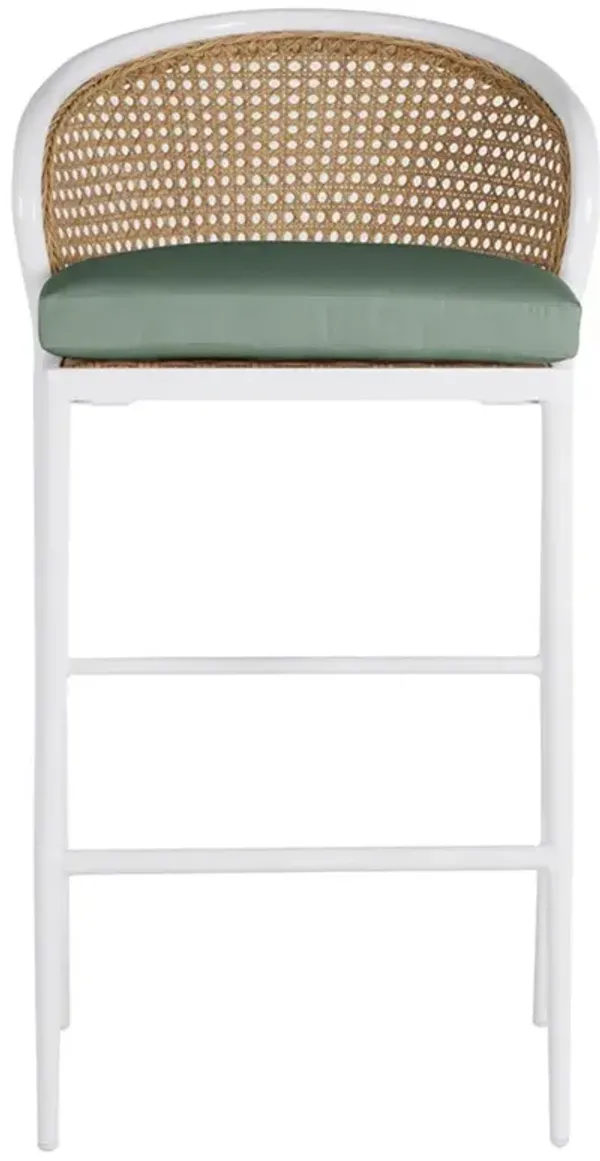 Havana Green Sunbrella White Aluminum Outdoor Counter Stool