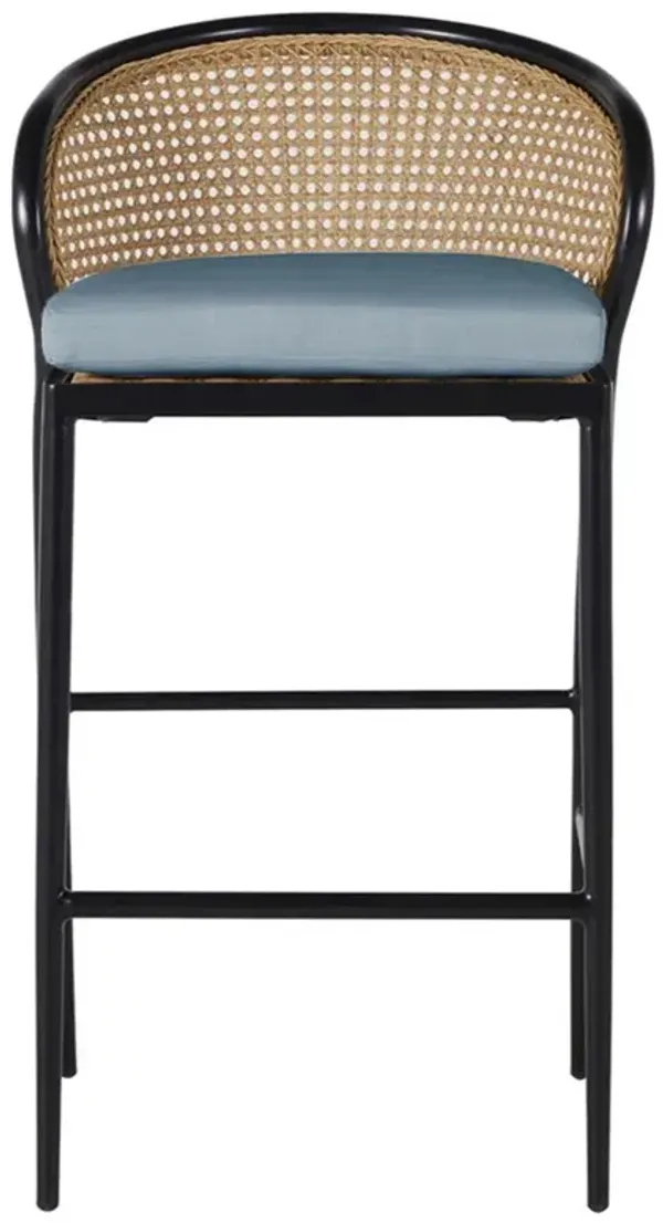 Havana Blue Sunbrella Black Aluminum Outdoor Bar Stool