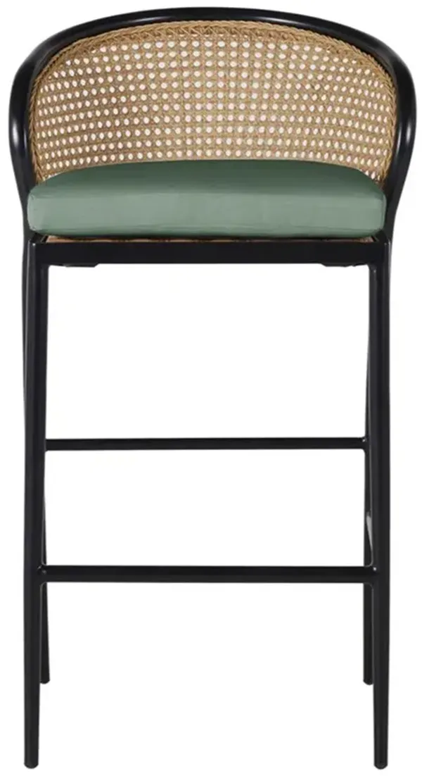 Havana Green Sunbrella Black Aluminum Outdoor Bar Stool
