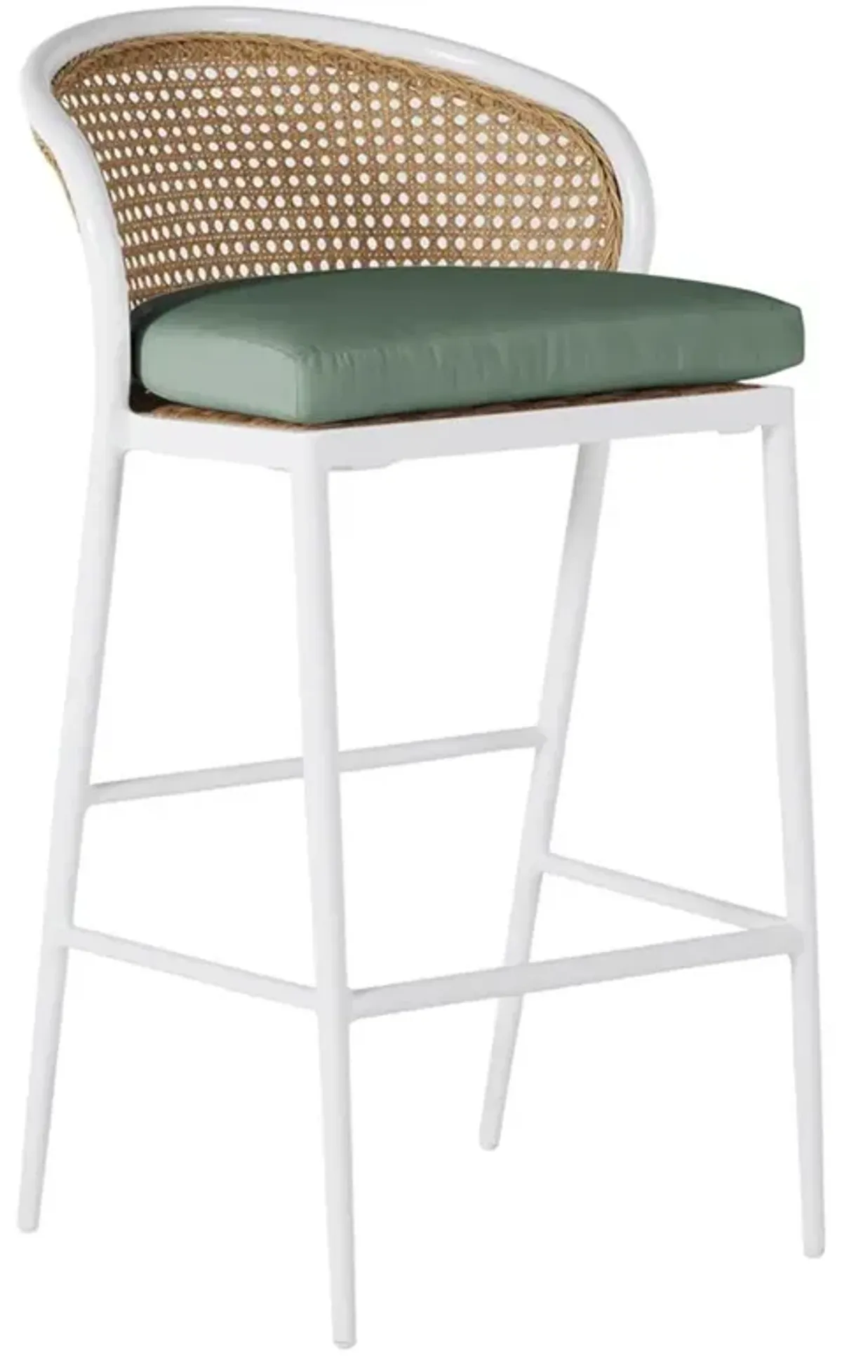 Havana Green Sunbrella White Aluminum Outdoor Bar Stool