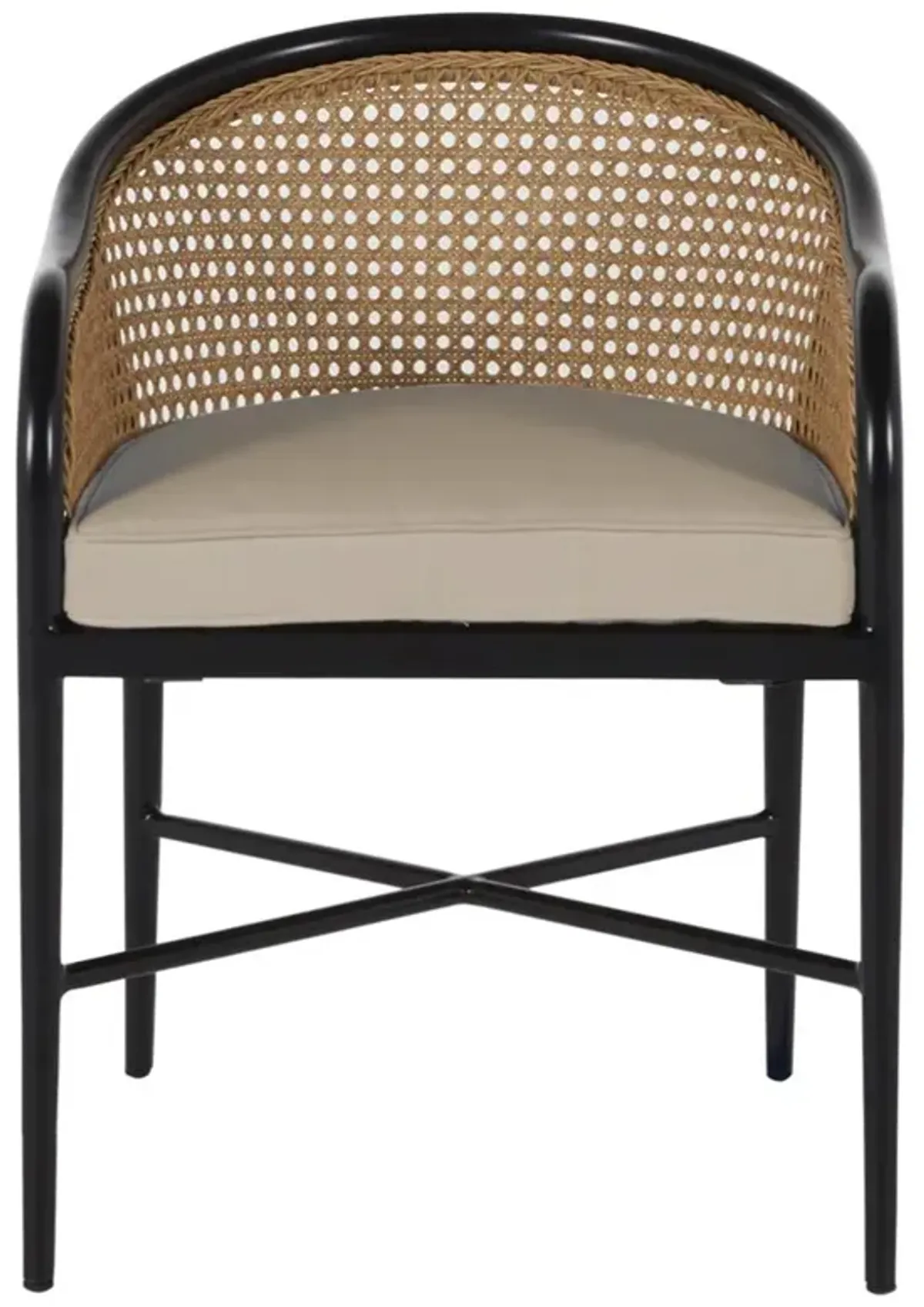 Havana Beige Sunbrella Black Aluminum Outdoor Dining Arm Chair