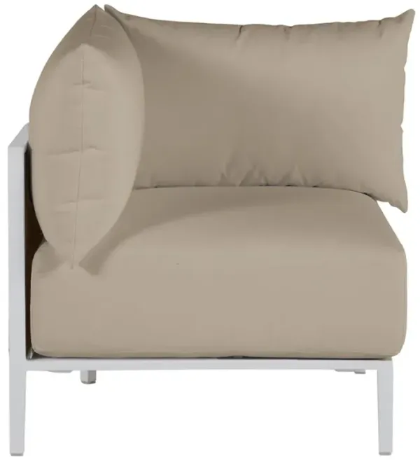 Havana Beige Sunbrella White Aluminum Outdoor Sectional Corner