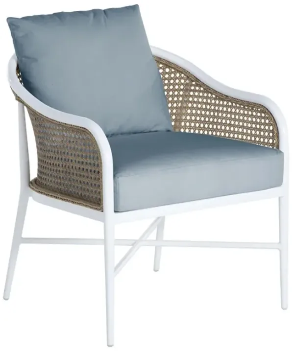 Havana Euro Blue Sunbrella White Aluminum Outdoor Arm Chair
