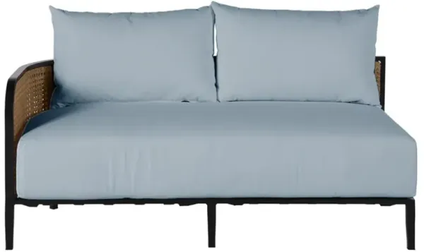 Havana Blue Sunbrella Black Aluminum Outdoor Sofa - LAF - 57"