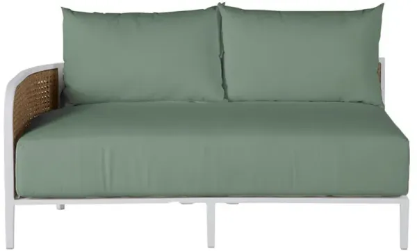 Havana Green Sunbrella White Aluminum Outdoor Sofa - LAF - 57"