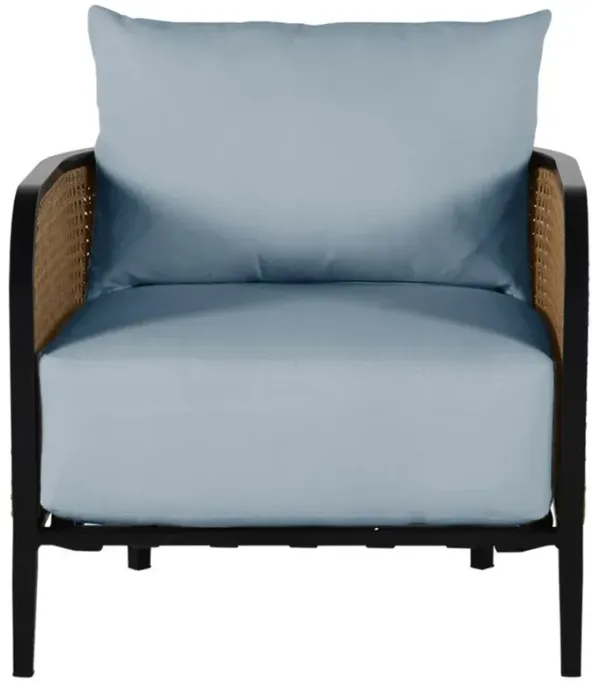 Havana Blue Sunbrella Black Aluminum Outdoor Lounge Arm Chair