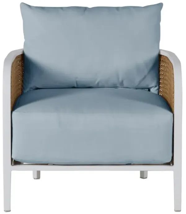 Havana Blue Sunbrella White Aluminum Outdoor Lounge Arm Chair