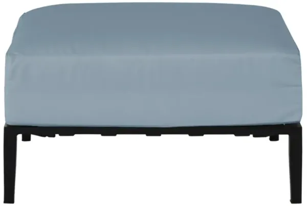 Havana Blue Sunbrella Black Aluminum Square Outdoor Ottoman