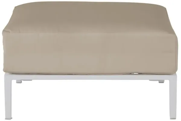 Havana Beige Sunbrella White Aluminum Square Outdoor Ottoman