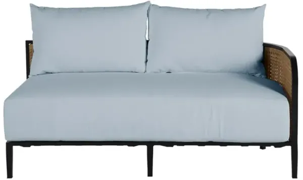 Havana Blue Sunbrella Black Aluminum Outdoor Sofa - RAF - 57"