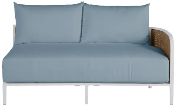 Havana Blue Sunbrella White Aluminum Outdoor Sofa - RAF - 57"