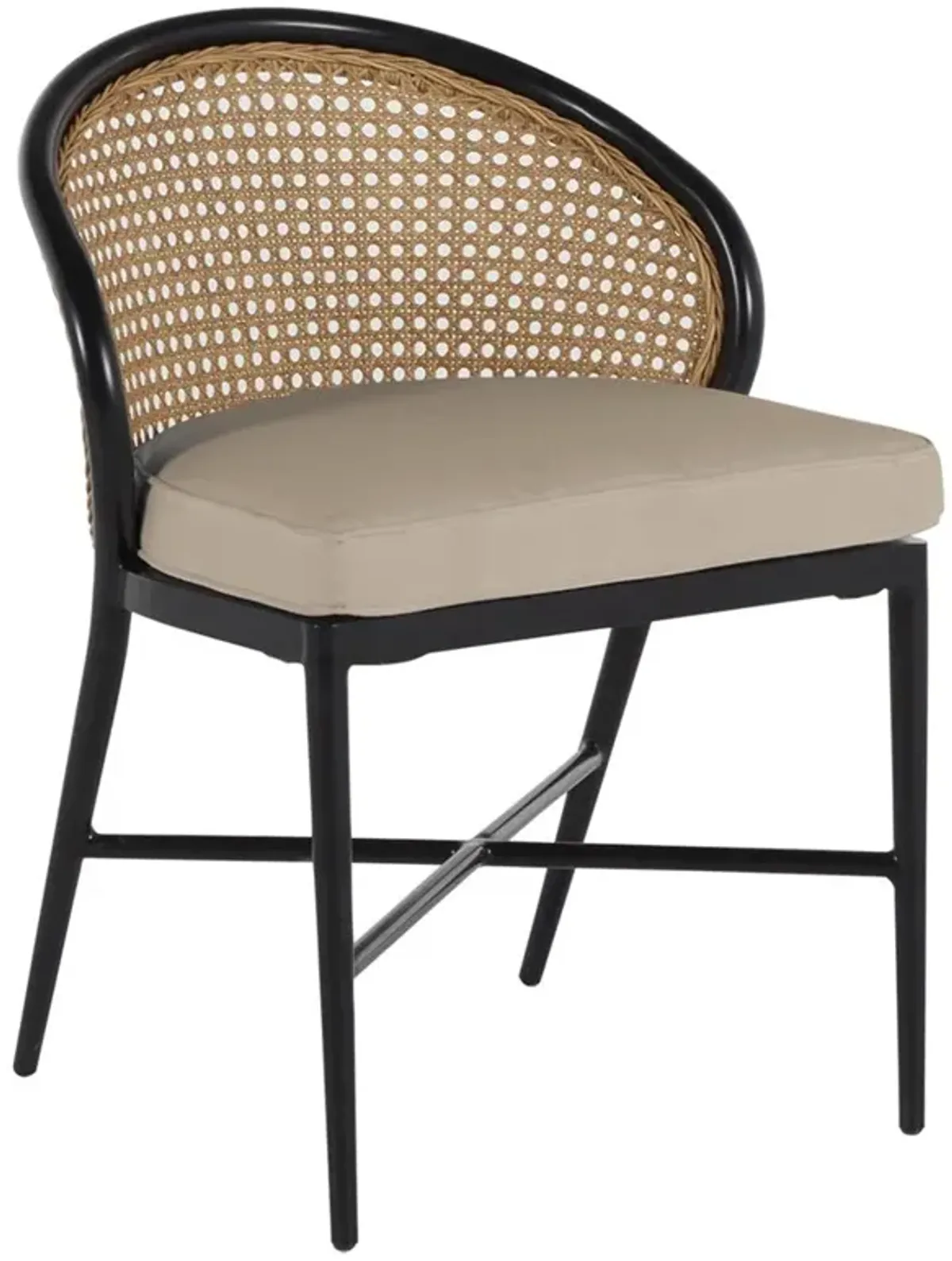 Havana Beige Sunbrella Black Aluminum Outdoor Dining Chair
