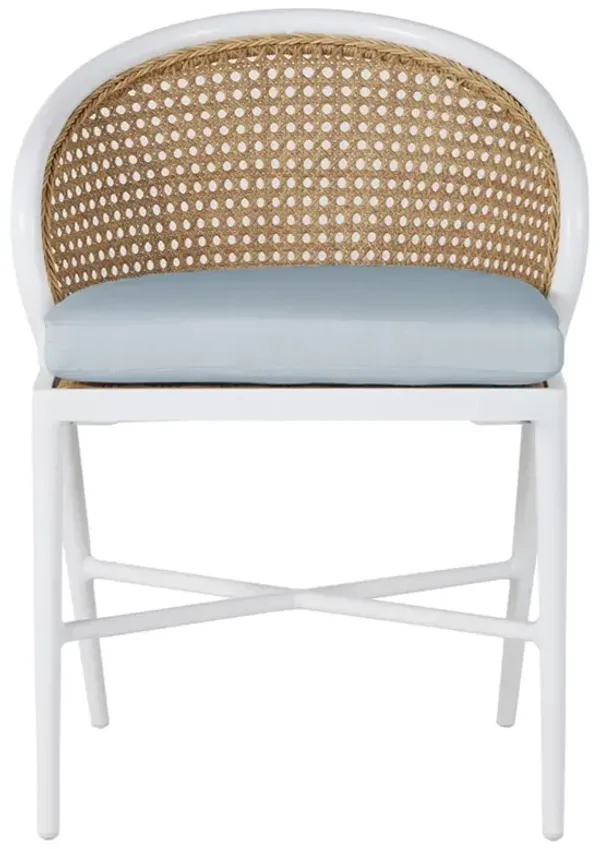 Havana Blue Sunbrella White Aluminum Outdoor Dining Side Chair