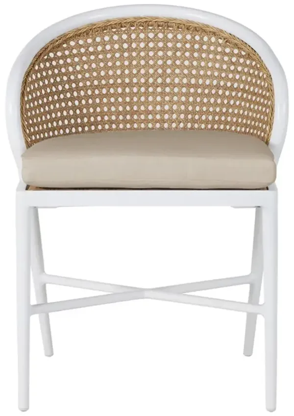 Havana Beige Sunbrella White Aluminum Outdoor Dining Side Chair