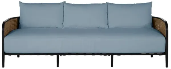 Havana Blue Sunbrella Black Aluminum Outdoor Sofa - 86"