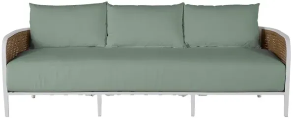 Havana Green Sunbrella White Aluminum Outdoor Sofa - 86"