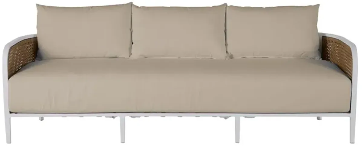 Havana Beige Sunbrella White Aluminum Outdoor Sofa - 86"