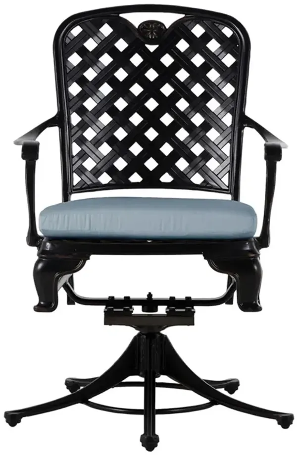 Provance Blue Sunbrella Earth Black Outdoor Swivel Rocker Chair