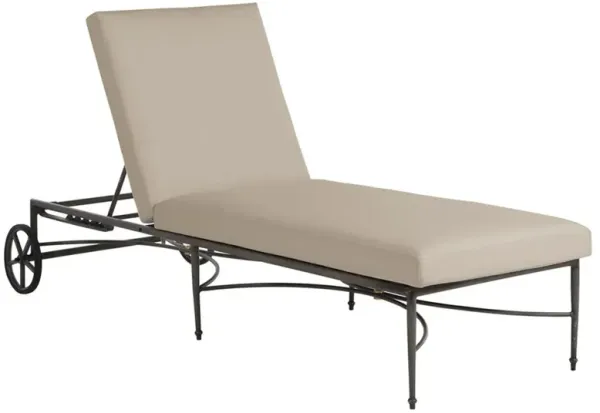 Roma Beige Sunbrella Slate Grey Aluminum Outdoor Chaise Lounge