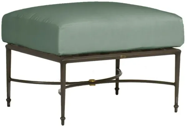 Roma Modern Green Sunbrella Slate Grey Aluminum Outdoor Ottoman