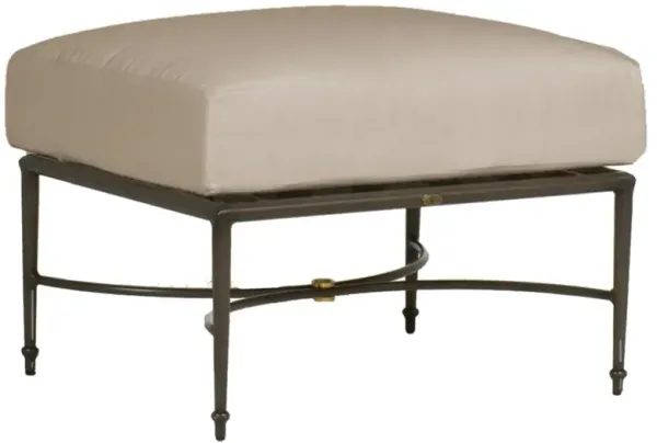 Roma Modern Beige Sunbrella Slate Grey Aluminum Outdoor Ottoman