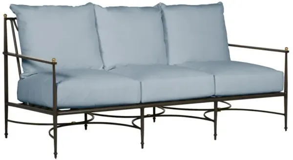 Roma Blue Sunbrella Slate Grey Aluminum Outdoor Sofa - 77"