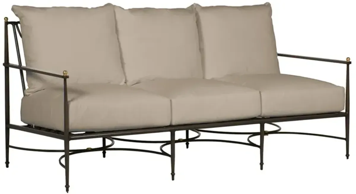 Roma Beige Sunbrella Slate Grey Aluminum Outdoor Sofa - 77"
