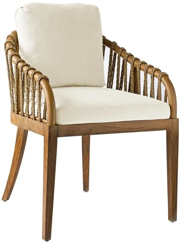 Taelyn Rustic Lodge Heathered Ivory Crypton Teak Dining Chair