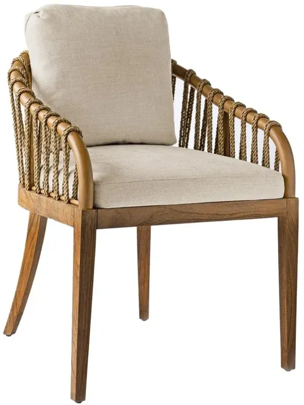 Taelyn Rustic Lodge Cream Crypton Teak Dining Chair