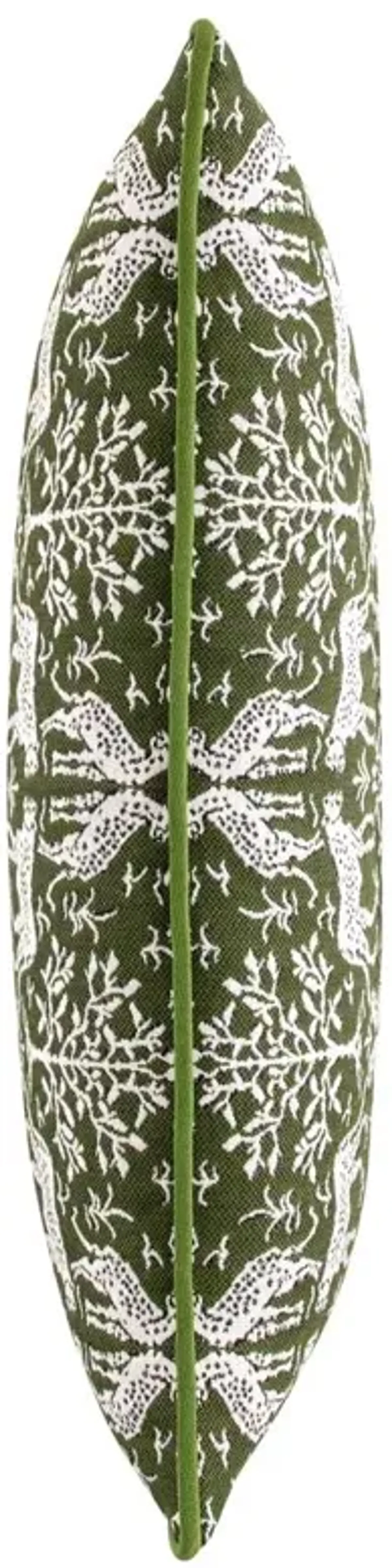 Luca Global Dark Green Cheetah Indoor Outdoor Lumbar Pillow - 14x24