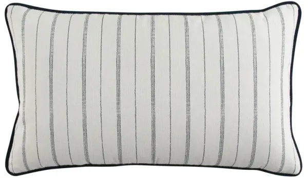 Franca French Navy Blue Striped Indoor Outdoor Lumbar Pillow - 12x20