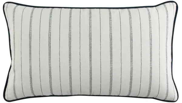 Franca French Navy Blue Striped Indoor Outdoor Lumbar Pillow - 14x24