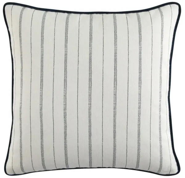 Franca French Navy Blue Striped Indoor Outdoor Throw Pillow - 22x22
