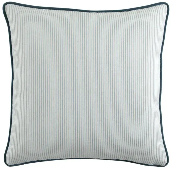 Presley Coastal Light Blue Pinstripe Indoor Outdoor Throw Pillow - 22x22