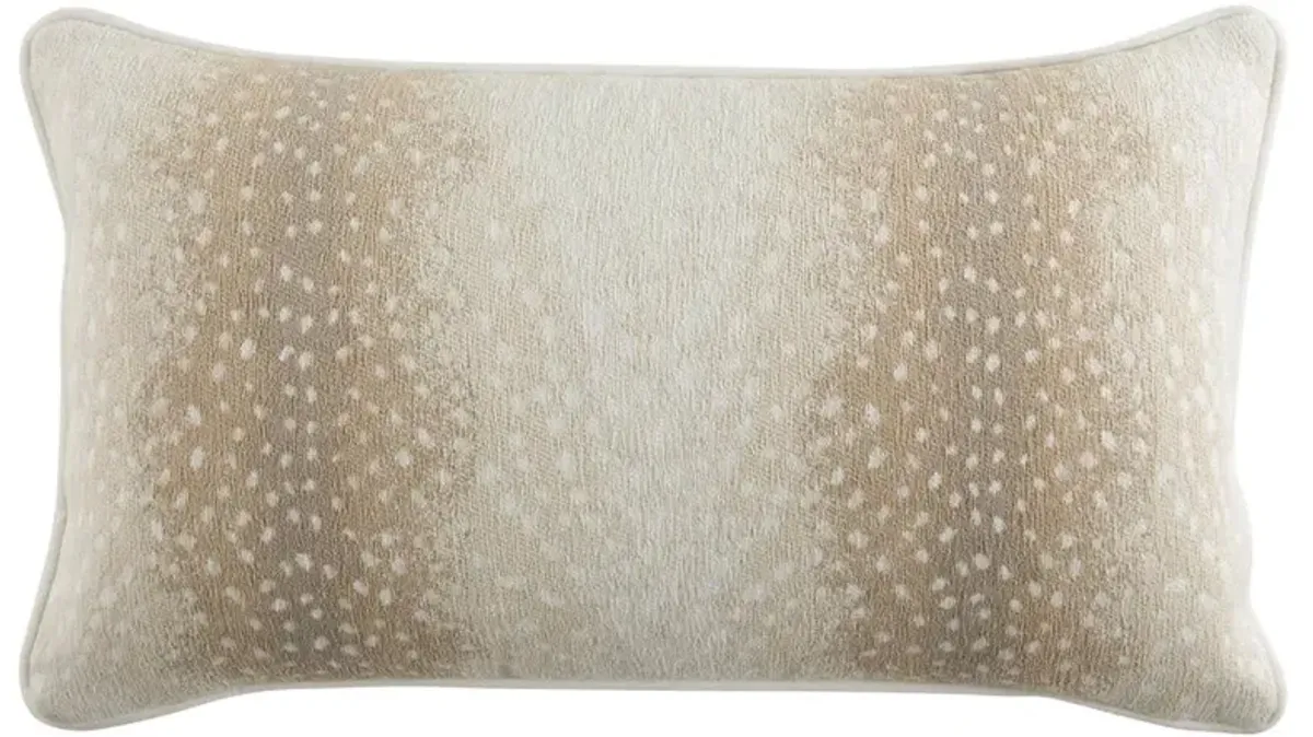Faye Modern Beige Animal Print Indoor Outdoor Lumbar Pillow - 12x20