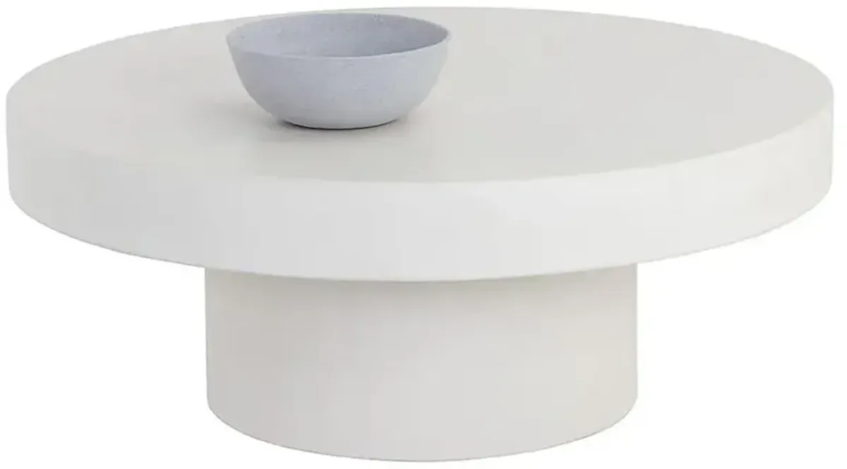 Dotson Industrial White Concrete Outdoor Coffee Table