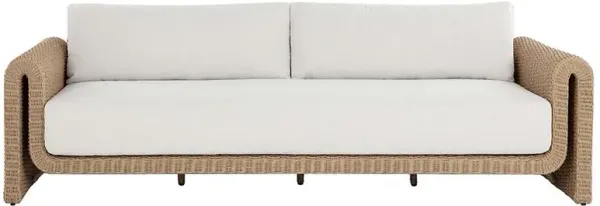 Brunton Coastal Cream Boucle Natural Rattan Outdoor Sofa - 96"