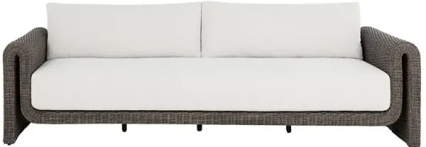 Brunton Coastal Cream Boucle Dark Grey Rattan Outdoor Sofa - 96"