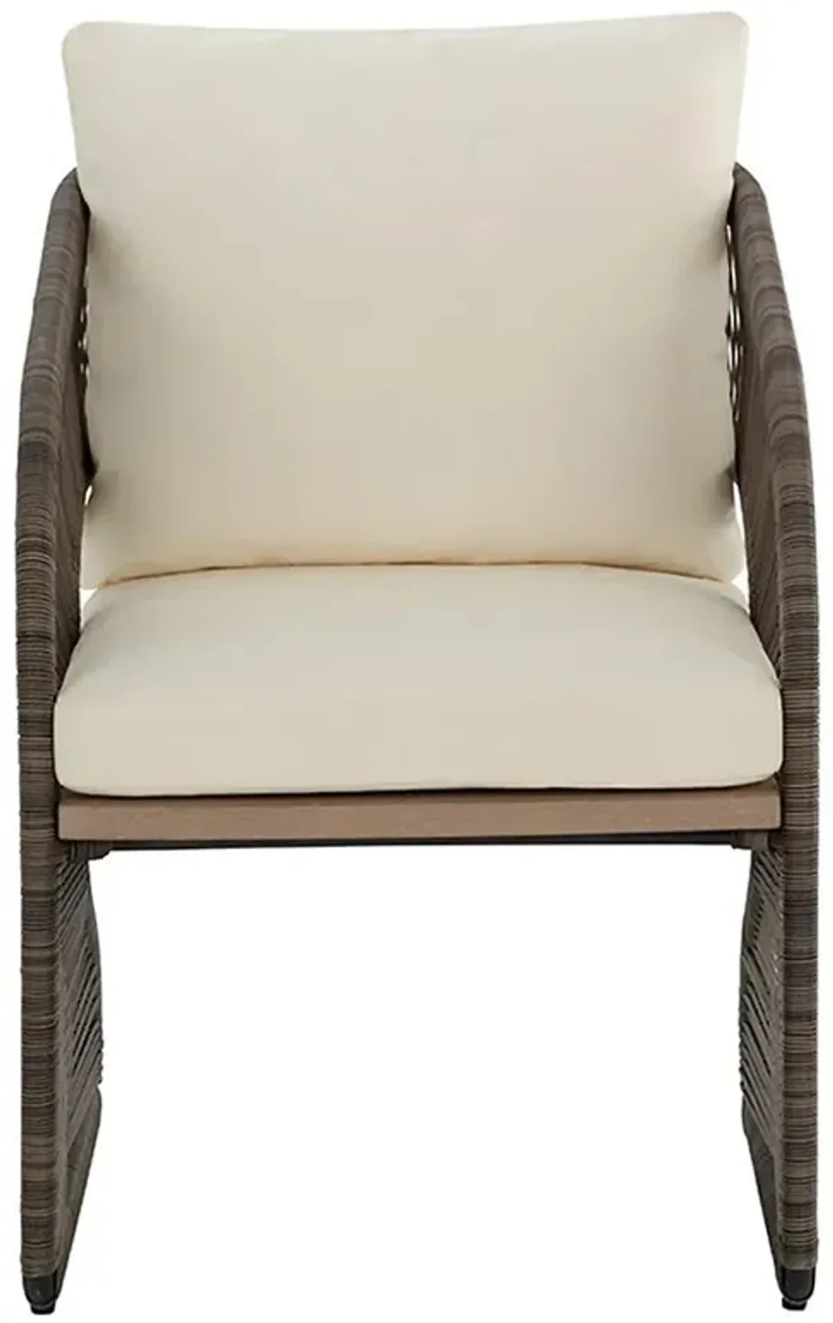 Kanata Coastal Cream Upholstered Wicker Outdoor Dining Chair