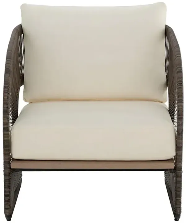Kanata Coastal Cream Upholstered Wicker Outdoor Lounge Chair