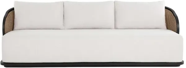 Weiss Coastal Cream Boucle Natural Rattan Outdoor Sofa - 97"