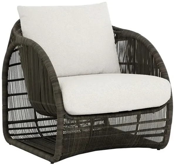 Danva Coastal Cream Boucle Ore Grey Weave Outdoor Lounge Chair