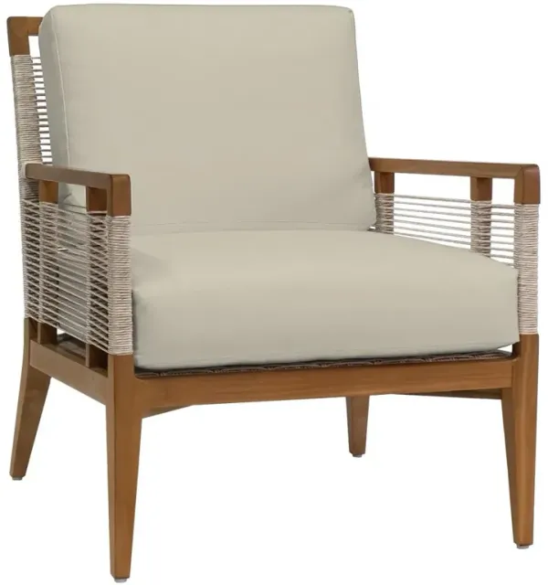 Palecek Amalfi Coastal Beige Upholstered Natural Teak Wood Outdoor Lounge Chair