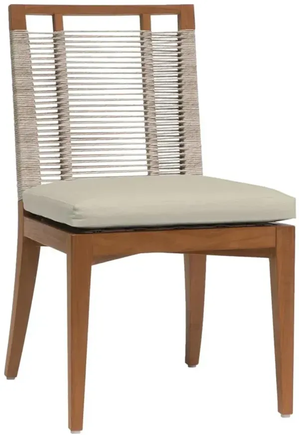 Palecek Amalfi Coastal Beige Upholstered Natural Teak Wood Outdoor Dining Chair